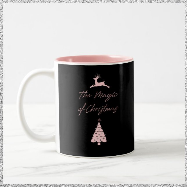 Taza Bicolor Magia de renos y árboles Navidades (Subido por el creador)