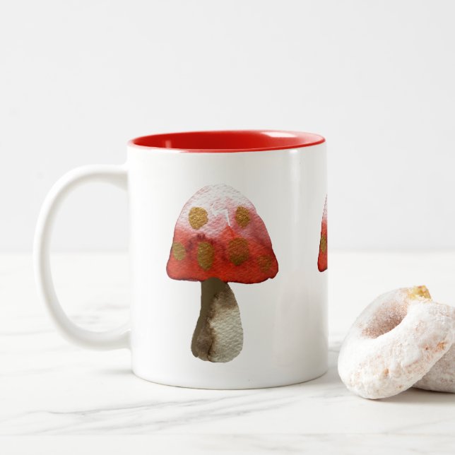 Taza Bicolor Magia de setas rojas (Con donut)