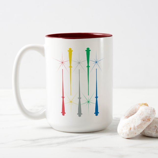 Taza Bicolor Magic Wands Mug 15oz. Rojo Oscuro (Con donut)