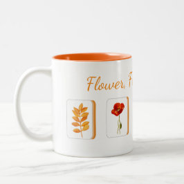 Taza Bicolor Mahjong Flower Tiles Mug