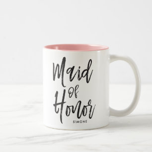 Taza Bicolor Maid of Honor Script Style Custom Wedding