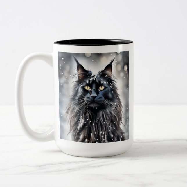 Taza Bicolor Maine Coon Cat (Izquierda)
