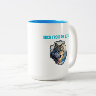 Taza Bicolor Majestic Wolf Double Exposure Wilderness Mugs