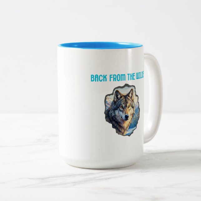 Taza Bicolor Majestic Wolf Double Exposure Wilderness Mugs (Anverso derecho)