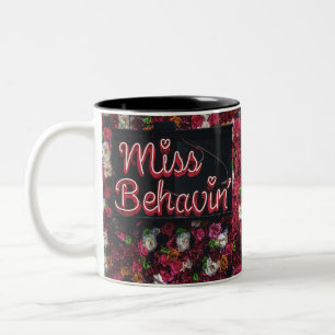 Taza Bicolor Mala conducta de imagen tipográfica de Rótulo Cita