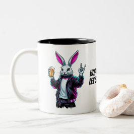 Taza Bicolor ¡Mala Pascua Conejo! Feliz Pascua, ¡Divirtámonos!