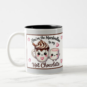 Taza Bicolor Malvaviscos y Chocolate Kawaii Lindos