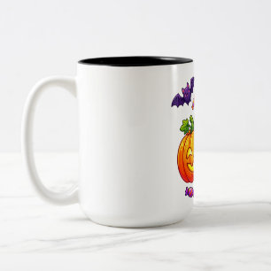 Taza Bicolor Mamá adorable con calabaza de Halloween
