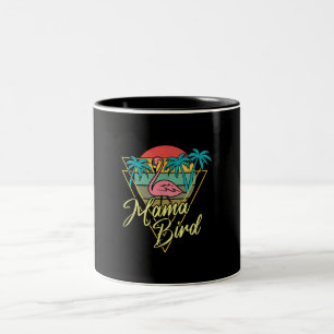 Taza Bicolor Mama Bird Flamingo Sunset Palm Tree Beach 80