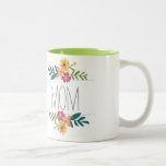 Taza Bicolor Mamá café con flores<br><div class="desc">Dile que te amo a mamá con esta taza de café con flores de bonito. Esta taza se puede personalizar cambiando el texto. Mamá,  mamá,  Nana,  lo que quieras. También puede cambiar el color del interior de la taza y el tamaño y estilo de la taza.</div>
