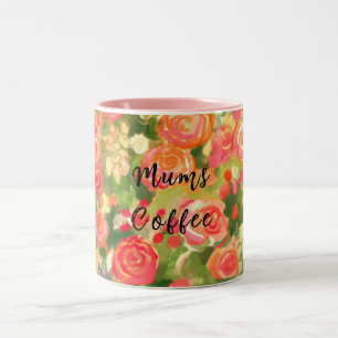 Taza Bicolor Mamá café, Floral Mug