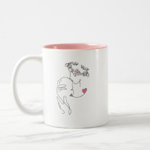 Taza Bicolor MAMA con corona de flores y arte MINIMALISTA de be