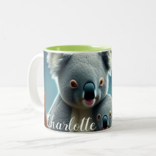 Taza Bicolor Mamá cuta de Koala y bebé recién nacido mug de reg