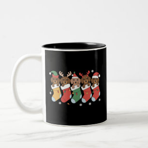 Taza Bicolor Mamá Dachshund Navidad Regalo Amante Perros Año Nu