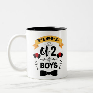 Taza Bicolor Mamá de 2 niños regalo de hijo día de la madre 202