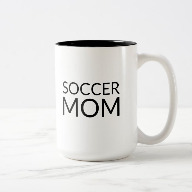 Taza Bicolor Mamá de fútbol, cerámica blanca negra (Derecha)