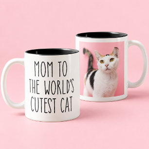 Taza Bicolor Mamá de gato Foto de gato más lindo del mundo pers