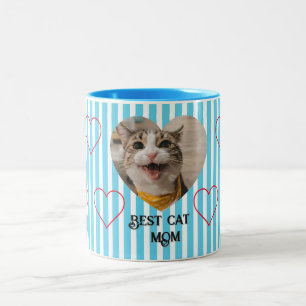 Taza Bicolor Mamá de gato pastel a rayas
