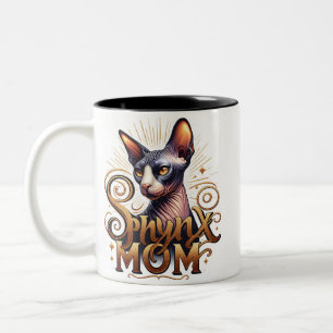 Taza Bicolor  Mamá de gato Sphynx 