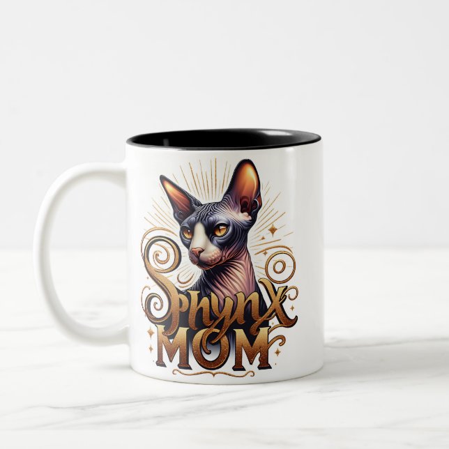 Taza Bicolor  Mamá de gato Sphynx  (Izquierda)