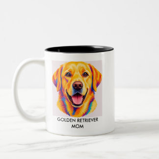 Taza Bicolor Mamá de Golden Retriever Colorido