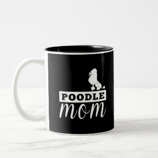 Taza Bicolor Mamá de la silueta del caniche abajo
