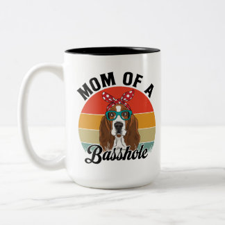Taza Bicolor Mamá de un perro callejero gracioso en Basset