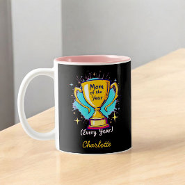 Taza Bicolor Mamá del año | Dia de las madres divertida y graci