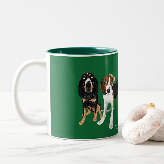 Taza Bicolor Mamá del Coonhound (Con donut)