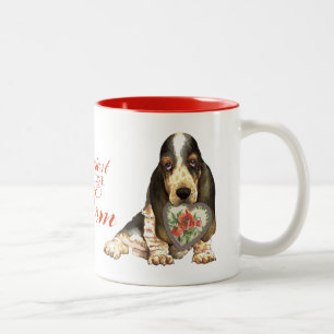 Taza Bicolor Mamá del corazón de Basset Hound