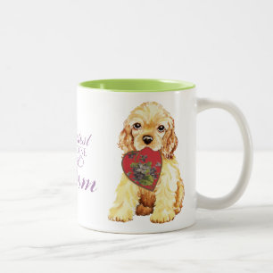 Taza Bicolor Mamá del corazón de cocker spaniel