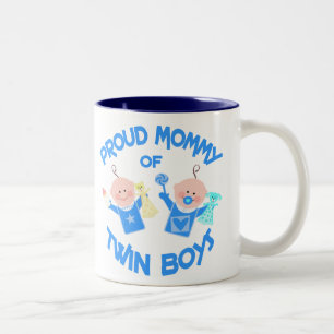 Taza Bicolor Mamá del día de madre de muchachos gemelos