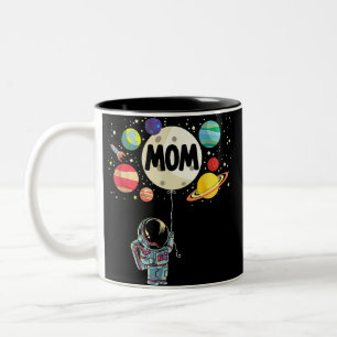 Taza Bicolor Mamá del niño de cumpleaños astronauta espacial 1e