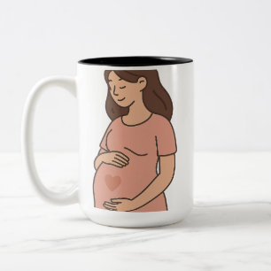 Taza Bicolor Mamá embarazada Mug - Café Personalizado de matern