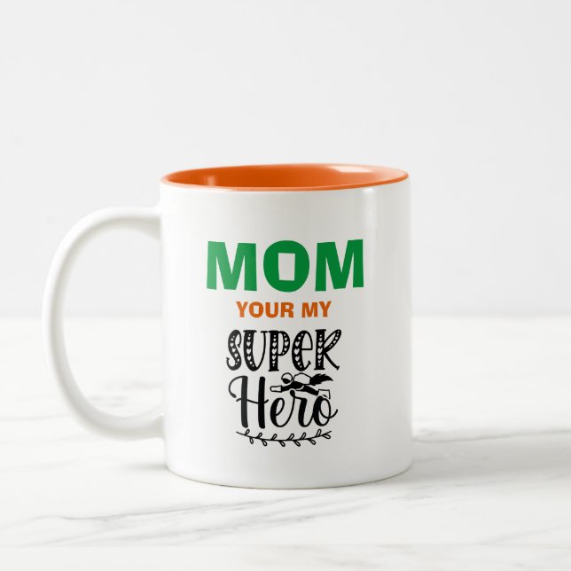Taza Bicolor Mamá eres mi superhéroe (Izquierda)