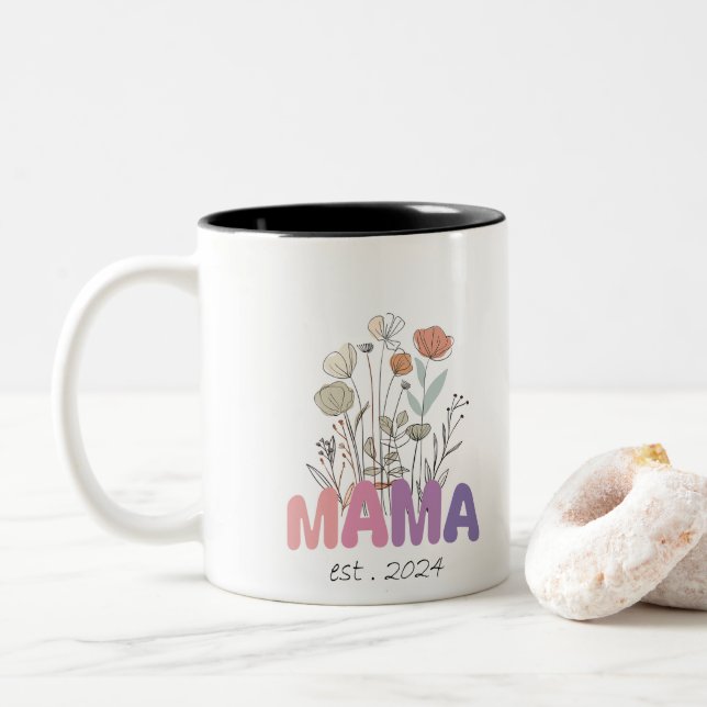 Taza Bicolor Mama Est 2024 Mothers Day (Con donut)