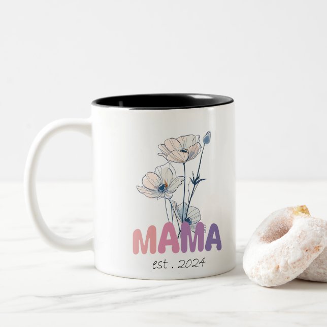 Taza Bicolor Mama Est 2024 Mothers Day (Con donut)