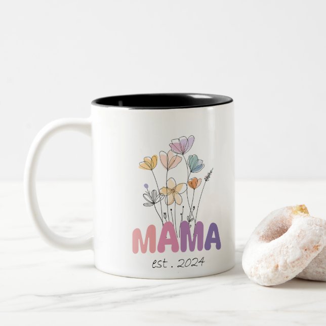 Taza Bicolor Mama Est 2024 Mothers Day (Con donut)