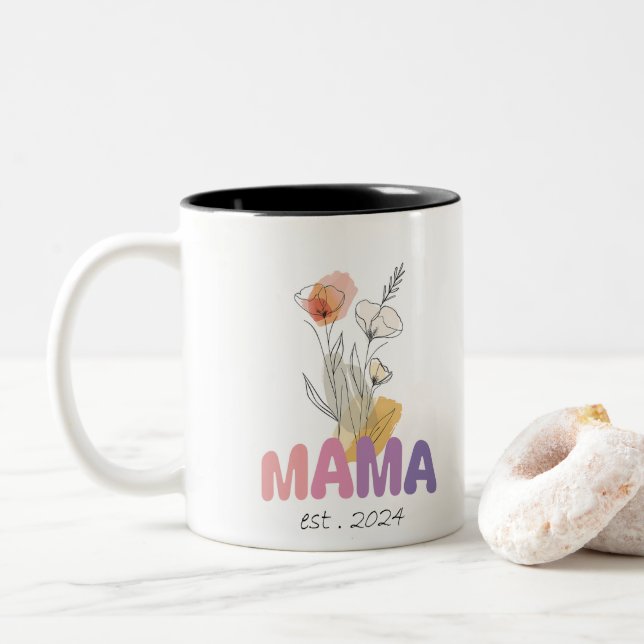 Taza Bicolor Mama Est 2024 Mothers Day (Con donut)