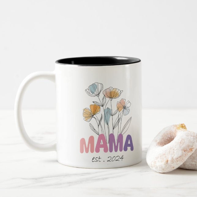 Taza Bicolor Mama Est 2024 Mothers Day (Con donut)