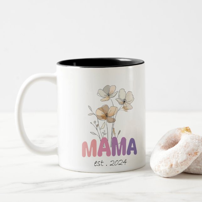 Taza Bicolor Mama Est 2024 Mothers Day (Con donut)