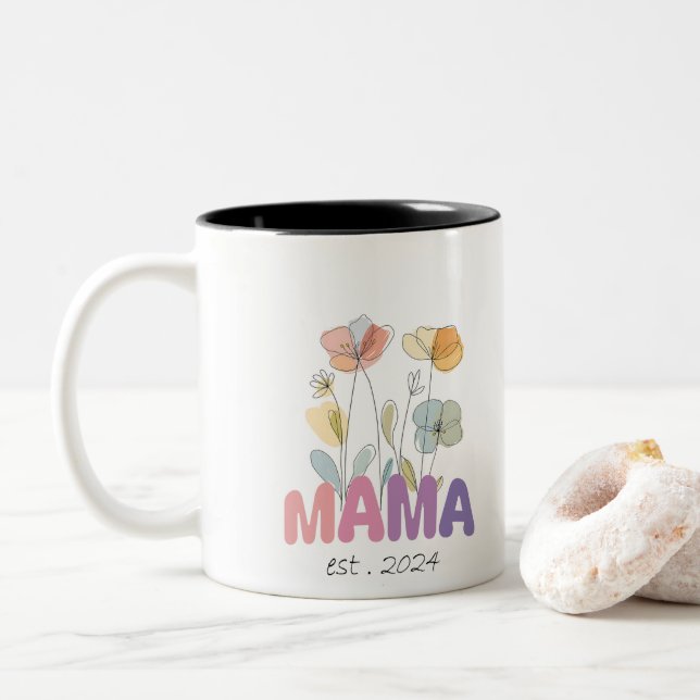 Taza Bicolor Mama Est 2024 Mothers Day (Con donut)