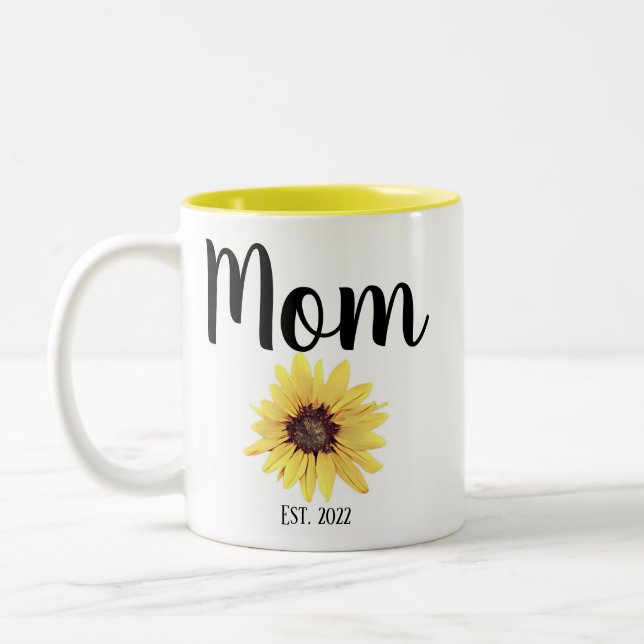 Taza Bicolor Mamá Est personalizada. Girasol pintado (Izquierda)