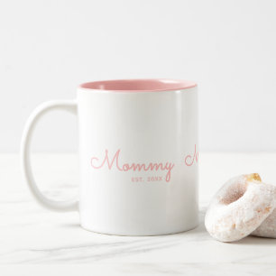 Taza Bicolor Mamá Establecido Rosa Rubor Script