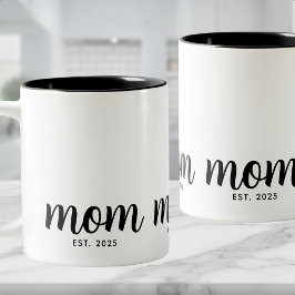 Taza Bicolor Mamá Estableció Escritura Negra Regalo de Nueva Ma