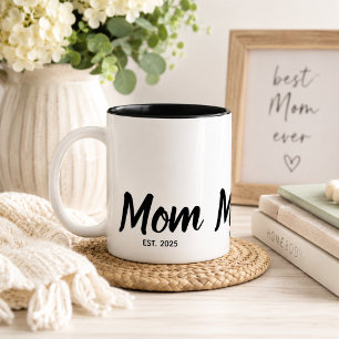 Taza Bicolor Mamá Estableció Escritura Personalizada Año