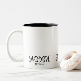 Taza Bicolor Mamá Estableció Moderno Script Minimalista Negro