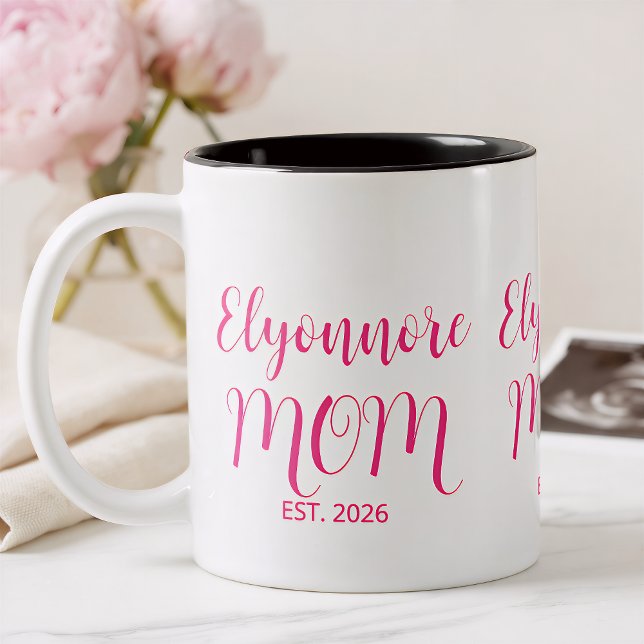 Taza Bicolor Mamá Estableció Nombre De Letra Rosa (Subido por el creador)