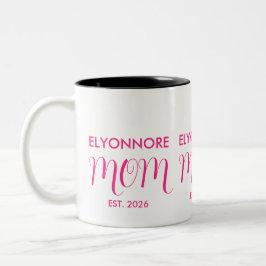 Taza Bicolor Mamá Estableció Regalo de Nueva Mamá Rosa Nombre P