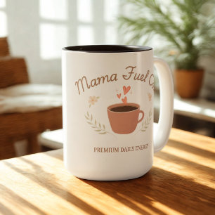 Taza Bicolor Mama Fuel Co. Diseño de Mamá de Café Acogedor